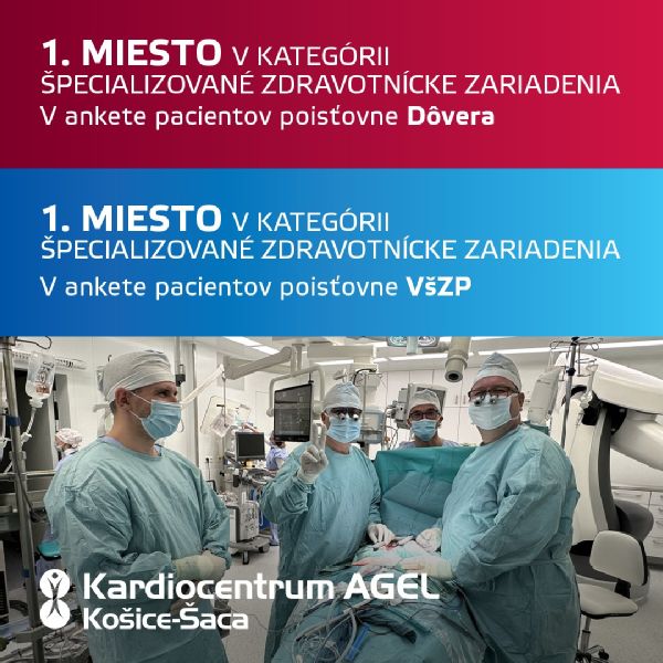 Pacienti spomedzi špecializovaných zdravotníckych zariadení 2 krát ohodnotili Kardiocentrum AGEL ako najlepšie